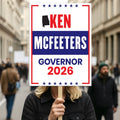 Ken McFeeters For Alabama Governor 2026 Election Sign, Political Campaign Sign, Republican party, Governor Election 2026 Race Poster Sign
