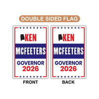 Ken McFeeters For Alabama Governor 2026 Garden Flag, Double Sided, 2026 Governor Flag, Elections Flag, Race Red White & Blue Flag