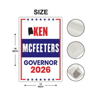 Ken McFeeters For Alabama Governor 2026 Garden Flag, Double Sided, 2026 Governor Flag, Elections Flag, Race Red White & Blue Flag