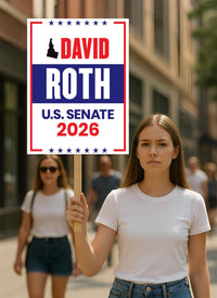 David Roth For Idaho Senate 2026 Election Sign, Anti-Trump Sign, Political Campaign Sign, Senate Election 2026 Race Poster Sign