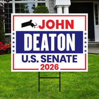 John Deaton For Massachusetts Senate 2026 Yard Sign, Corrugated Plastic Senate Elections, Race Red White & Blue Yard Sign with Metal H-Stake