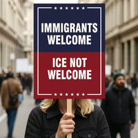 Abolish ICE No One Is Illegal Protest Sign, No Kings In America, Anti-Trump Resistance Political Protest Poster, Resist Fascism Rally Sign