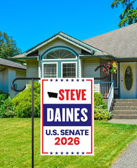 Steve Daines For Montana Senate 2026 Garden Flag, Double Sided, 2026 Senate Flag, Elections Flag, Republic Sign, Race Red White & Blue Flag