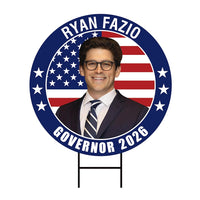 Ryan Fazio For Connecticut Governor Yard Sign - Coroplast 2026 Governor Elections Race Red White & Blue Yard Sign with Metal H-Stake