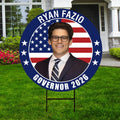Ryan Fazio For Connecticut Governor Yard Sign - Coroplast 2026 Governor Elections Race Red White & Blue Yard Sign with Metal H-Stake