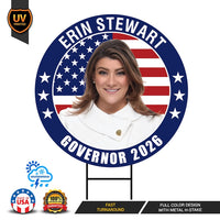 Erin Stewart For Connecticut Governor Yard Sign - Coroplast 2026 Governor Elections Race Red White & Blue Yard Sign with Metal H-Stake
