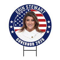 Erin Stewart For Connecticut Governor Yard Sign - Coroplast 2026 Governor Elections Race Red White & Blue Yard Sign with Metal H-Stake