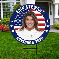 Erin Stewart For Connecticut Governor Yard Sign - Coroplast 2026 Governor Elections Race Red White & Blue Yard Sign with Metal H-Stake