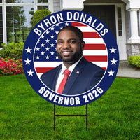 Byron Donalds For Florida Governor Yard Sign - Coroplast 2026 Governor Elections Race Red White & Blue Yard Sign with Metal H-Stake