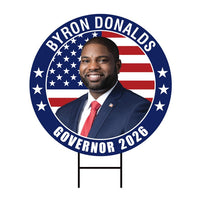 Byron Donalds For Florida Governor Yard Sign - Coroplast 2026 Governor Elections Race Red White & Blue Yard Sign with Metal H-Stake