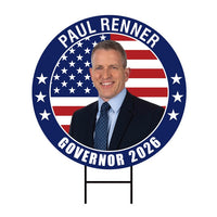 Paul Renner For Florida Governor Yard Sign - Coroplast 2026 Governor Elections Race Red White & Blue Yard Sign with Metal H-Stake