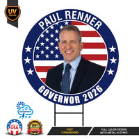 Paul Renner For Florida Governor Yard Sign - Coroplast 2026 Governor Elections Race Red White & Blue Yard Sign with Metal H-Stake