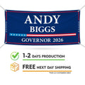 Andy Biggs For Arizona U.S. Governor Banner Sign, 13 oz Waterproof US Governor Election 2026 Vinyl Banner With Metal Grommets