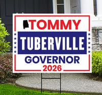 Tommy Tuberville For Alabama Governor 2026 Yard Sign, Corrugated Governor Elections Race Red White & Blue Yard Sign with Metal H-Stake