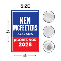 Ken McFeeters For Alabama Governor 2026 Garden Flag, Double Sided, 2026 Governor Flag, Elections Flag, Race Red White & Blue Flag