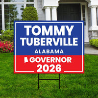 Tommy Tuberville For Alabama Governor 2026 Yard Sign, Corrugated Governor Elections Race Red White & Blue Yard Sign with Metal H-Stake