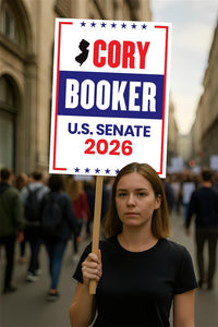 Cory Booker For New Jersey Senate 2026 Election Sign, Anti-Trump, Political Campaign Sign, Senate Election 2026 Race Poster Sign
