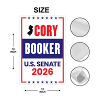 Cory Booker For New Jersey Senate 2026 Garden Flag, Double Sided, 2026 Senate Flag, Elections Flag, Anti-Trump, Race Red White & Blue Flag