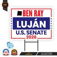 Ben Ray Luján For New Mexico Senate 2026 Yard Sign, Corrugated Plastic Senate Elections, Race Red White & Blue Yard Sign with Metal H-Stake