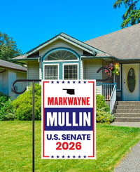 Markwayne Mullin For Oklahoma Senate 2026 Garden Flag, Double Sided, 2026 Senate Flag, Elections Flag, Race Red White & Blue Flag