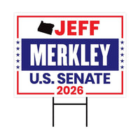 Jeff Merkley For Oregon Senate 2026 Yard Sign, Corrugated Plastic Senate Elections, Race Red White & Blue Yard Sign with Metal H-Stake