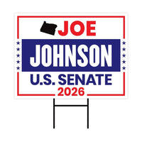 Joe Johnson For Oregon Senate 2026 Yard Sign, Corrugated Plastic Senate Elections, Race Red White & Blue Yard Sign with Metal H-Stake