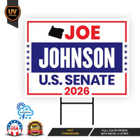 Joe Johnson For Oregon Senate 2026 Yard Sign, Corrugated Plastic Senate Elections, Race Red White & Blue Yard Sign with Metal H-Stake
