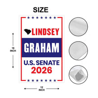 Lindsey Graham For South Carolina Senate 2026 Garden Flag, Double Sided, 2026 Senate Flag, Elections Flag, Race Red White & Blue Flag