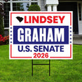 Lindsey Graham For South Carolina Senate 2026 Yard Sign, Corrugated Senate Elections, Race Red White & Blue Yard Sign with Metal H-Stake