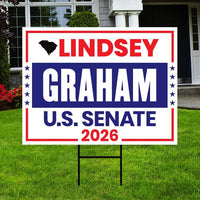 Lindsey Graham For South Carolina Senate 2026 Yard Sign, Corrugated Senate Elections, Race Red White & Blue Yard Sign with Metal H-Stake