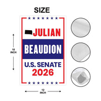 Julian Beaudion For South Dakota Senate 2026 Garden Flag, Double Sided, 2026 Senate Flag, Elections Flag, Race Red White & Blue Flag