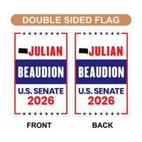 Julian Beaudion For South Dakota Senate 2026 Garden Flag, Double Sided, 2026 Senate Flag, Elections Flag, Race Red White & Blue Flag