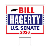 Bill Hagerty For Tennessee Senate 2026 Yard Sign, Corrugated Plastic Senate Elections, Race Red White & Blue Yard Sign with Metal H-Stake