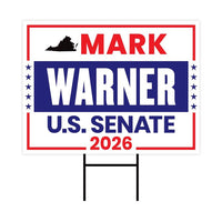 Mark Warner For Virginia Senate 2026 Yard Sign, Corrugated Plastic Senate Elections, Race Red White & Blue Yard Sign with Metal H-Stake