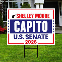 Shelley Moore Capito For West Virginia Senate 2026 Yard Sign, Corrugated Senate Election, Race Red White & Blue Yard Sign with Metal H-Stake