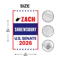 Zach Shrewsbury For West Virginia Senate 2026 Garden Flag, Double Sided, 2026 Senate Flag, Elections Flag, Race Red White & Blue Flag