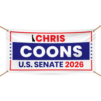 Chris Coons For Delaware U.S. Senate Banner Sign, 13 oz Waterproof US Senate Election 2026, Democrate Vinyl Banner With Metal Grommets