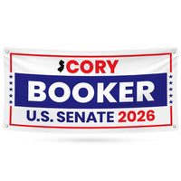 Cory Booker For New Jersey U.S. Senate Banner Sign, 13 oz Waterproof US Senate Election 2026, Democratic Vinyl Banner With Metal Grommets