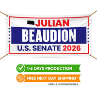 Julian Beaudion For South Dakota US Senate Banner Sign, 13 oz Waterproof US Senate Election 2026, Democrate Vinyl Banner With Metal Grommets
