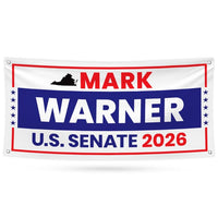Mark Warner For Virginia U.S. Senate Banner Sign, 13 oz Waterproof US Senate Election 2026, Democratic Vinyl Banner With Metal Grommets
