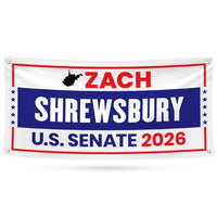 Zach Shrewsbury For West Virginia U.S. Senate Banner Sign, 13 oz Waterproof US Senate Election 2026 Vinyl Banner With Metal Grommets