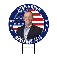 Josh Green For Hawaii Governor Yard Sign - Coroplast 2026 Governor Elections Race Red White & Blue Yard Sign with Metal H-Stake