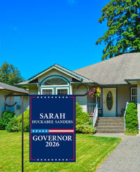 Sarah Huckabee Sanders For Arkansas Governor 2026 Garden Flag, Double Sided, 2026 Governor Flag, Elections Flag, Race Red White & Blue Flag