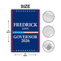 Fredrick Love For Arkansas Governor 2026 Garden Flag, Double Sided, 2026 Governor Flag, Democrate, Elections Flag, Race Red White Blue Flag