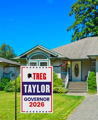 Treg Taylor For Alaska Governor 2026 Garden Flag, Double Sided, 2026 Governor Flag, Republican, Elections Flag, Race Red White & Blue Flag