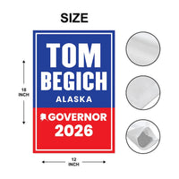 Tom Begich For Alaska Governor 2026 Garden Flag, Double Sided, 2026 Governor Flag, Elections Flag, Race Red White & Blue Flag