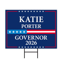 Katie Porter For California Governor 2026 Yard Sign, Corrugated Plastic Governor Elections Race Red White Blue Yard Sign with Metal H-Stake