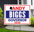 Andy Biggs For Arizona Governor 2026 Yard Sign, Corrugated Plastic Governor Elections Race Red White & Blue Yard Sign with Metal H-Stake