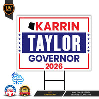 Karrin Taylor Robson For Arizona Governor 2026 Yard Sign, Corrugated Governor Elections Race Red White & Blue Yard Sign with Metal H-Stake