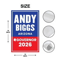Andy Biggs For Arizona Governor 2026 Garden Flag, Double Sided, 2026 Governor Flag, Elections Flag, Race Red White & Blue Flag